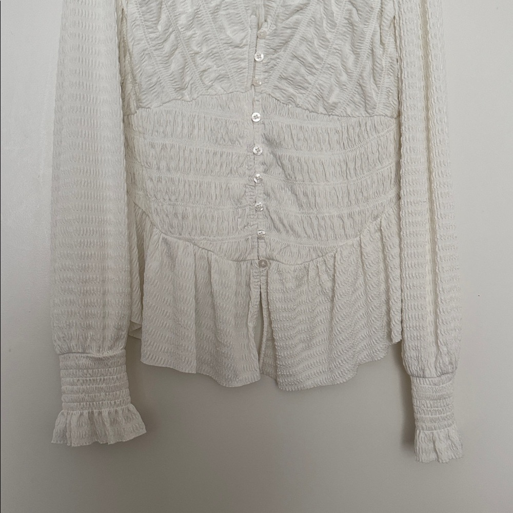 Anthropologie White Bohemian, Peplum/Textured "Pirate" Blouse SZ XL - Picture 3 of 3